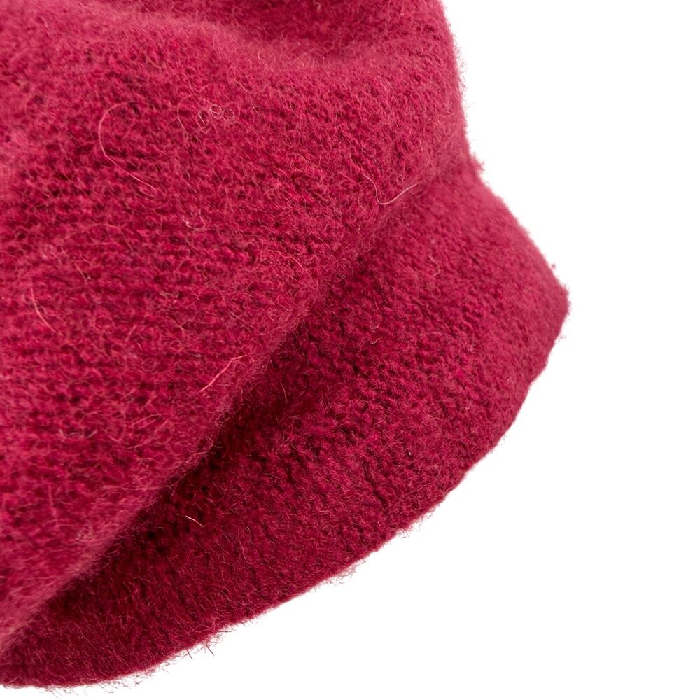 Vintage 90s Raspberry Maroon 100% Wool Slouchy French Beret Hat - Picture 3 of 7